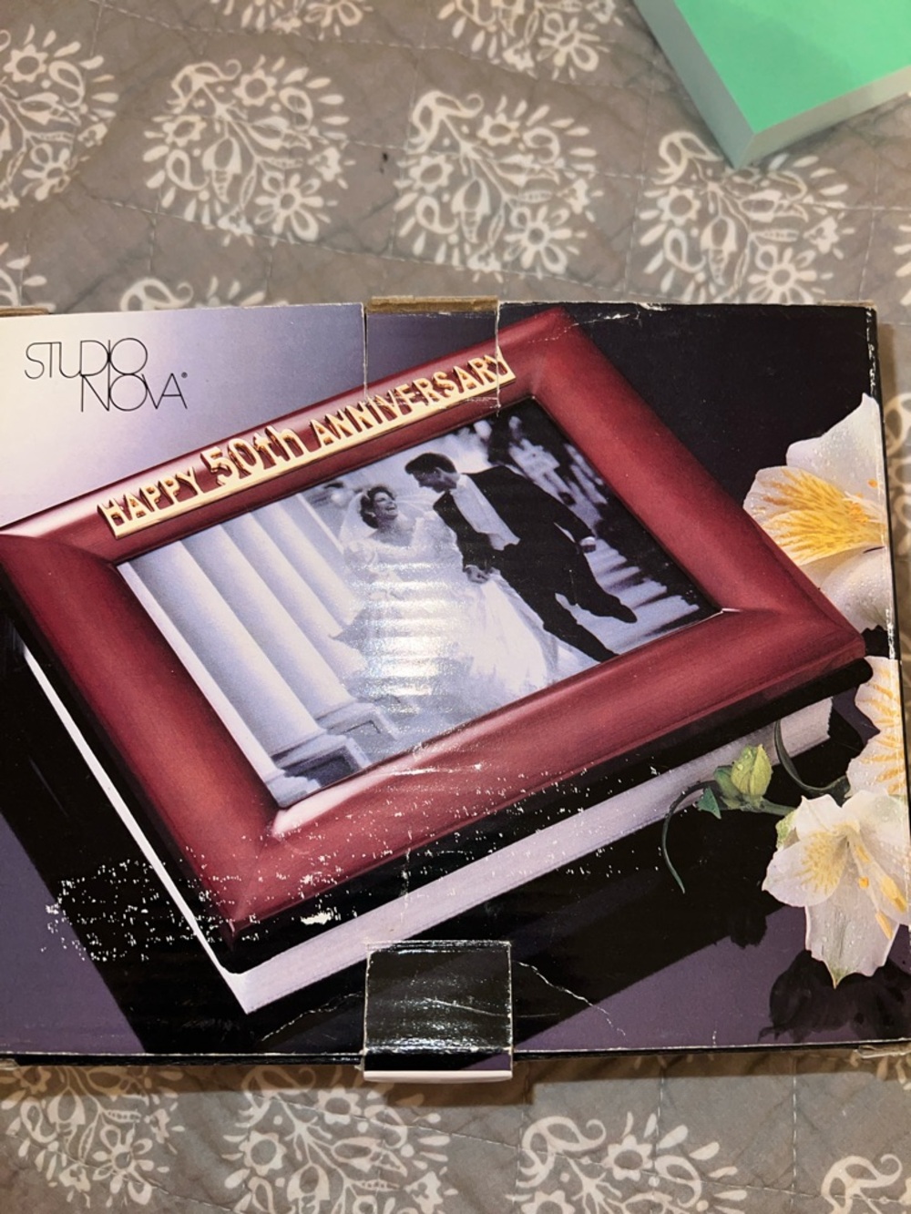 Studio Nova wooden 50th Anniversary Photo holder  with Gold Anniversary accent